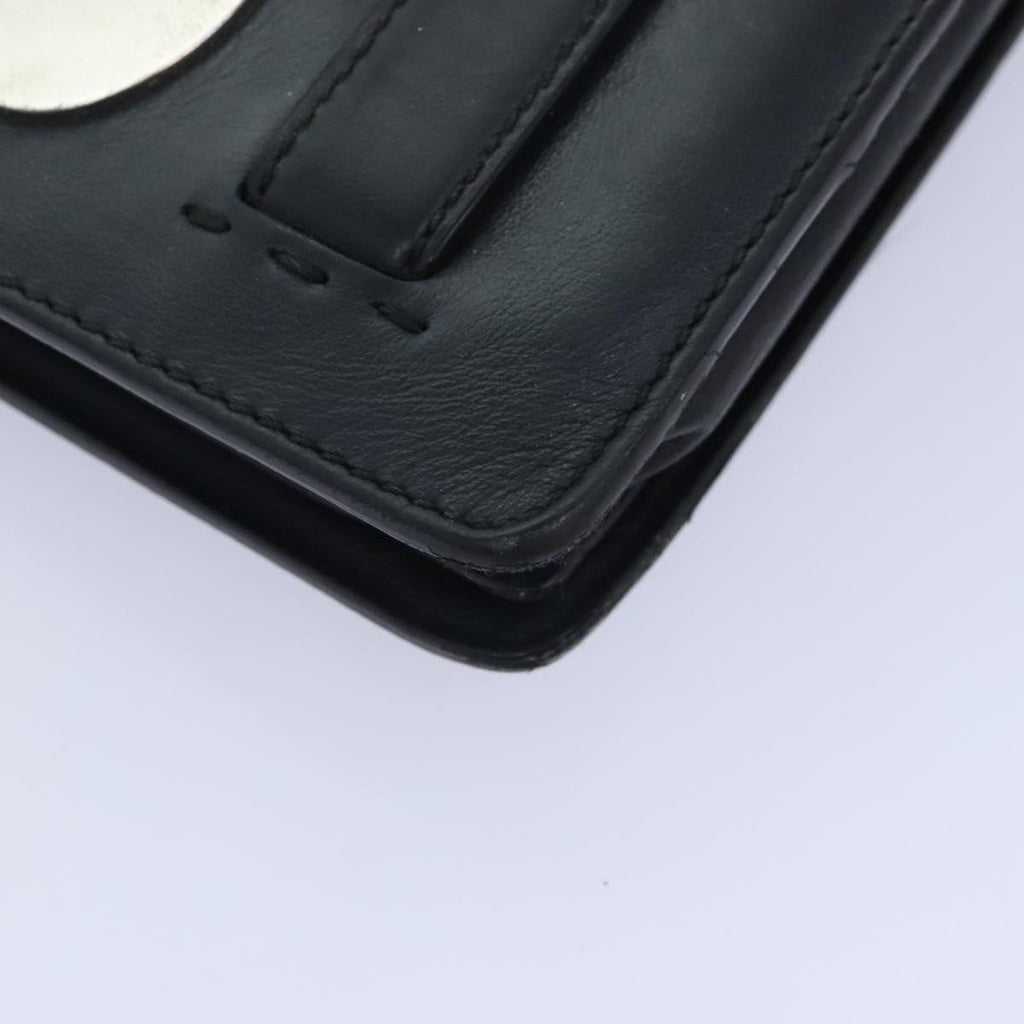 FENDI Clutch Bag Leather Black Silver bs18896