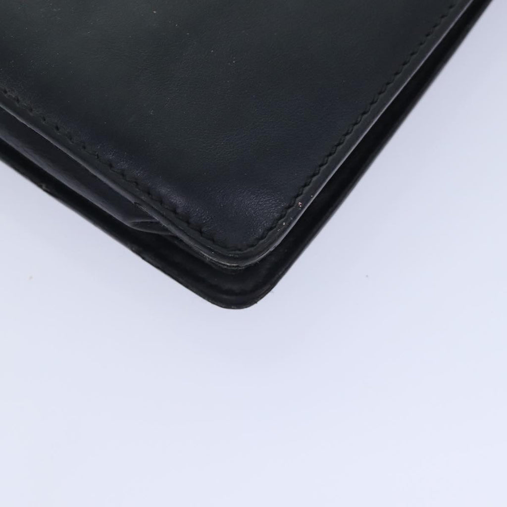 FENDI Clutch Bag Leather Black Silver bs18896