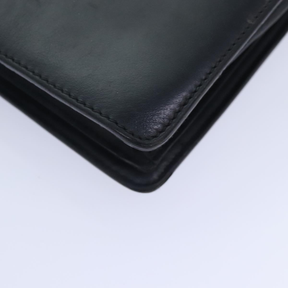 FENDI Clutch Bag Leather Black Silver bs18896