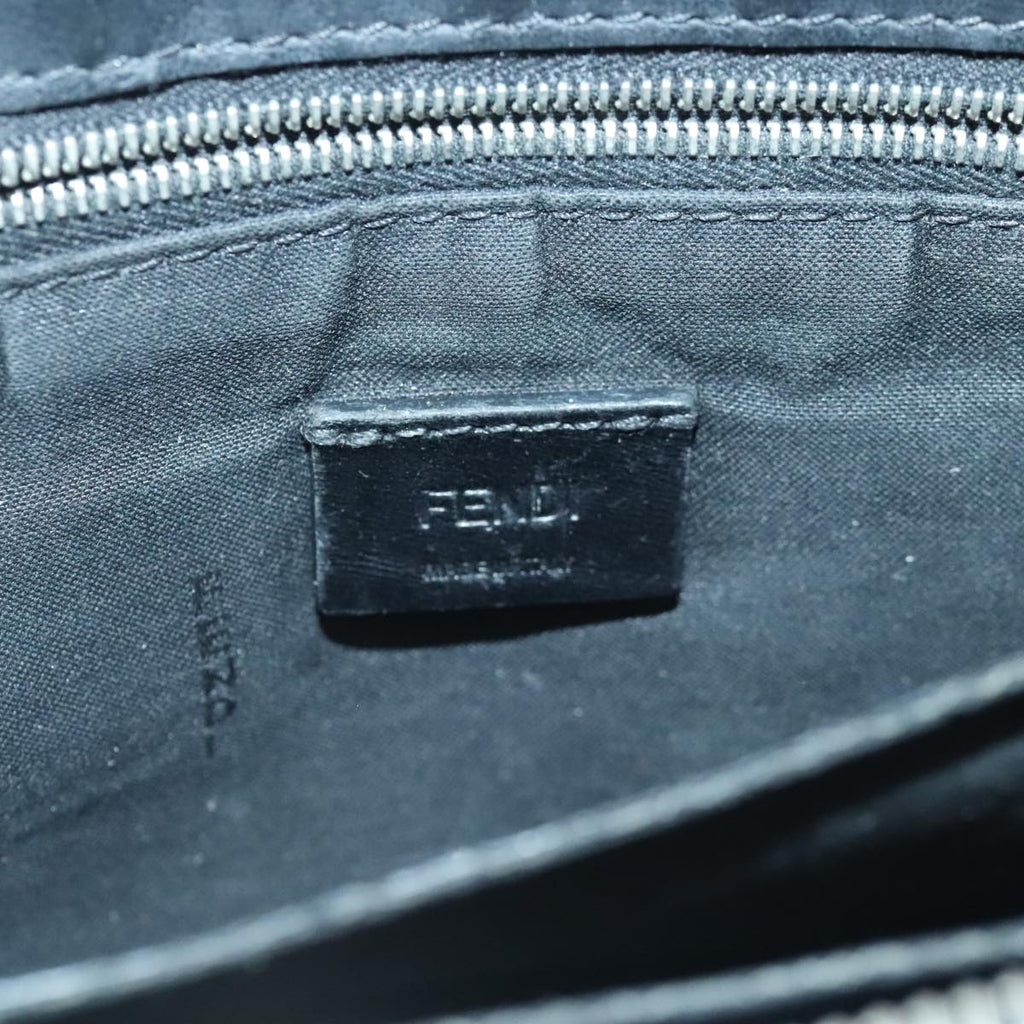 FENDI Clutch Bag Leather Black Silver bs18896