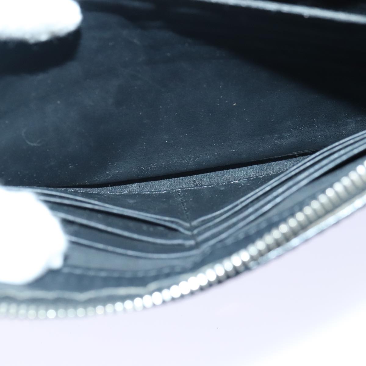 FENDI Clutch Bag Leather Black Silver bs18896