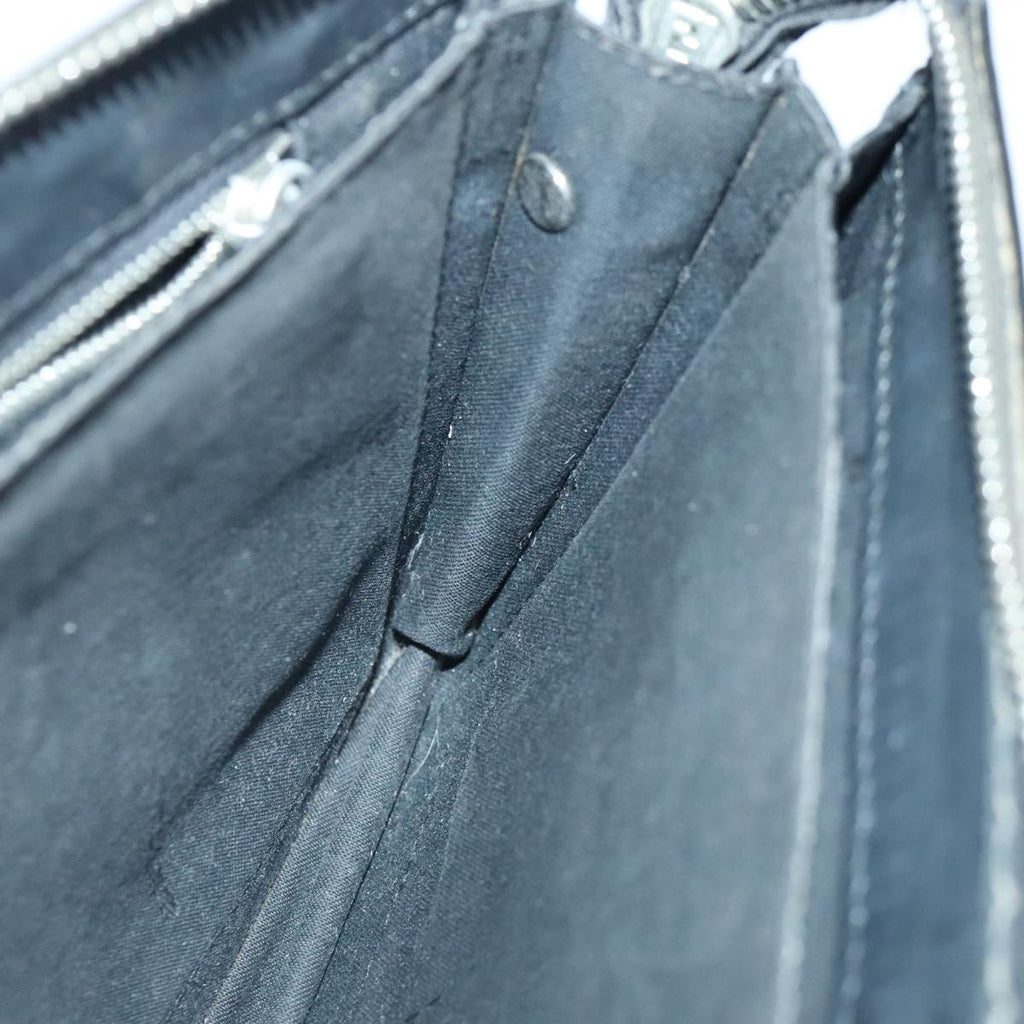 FENDI Clutch Bag Leather Black Silver bs18896