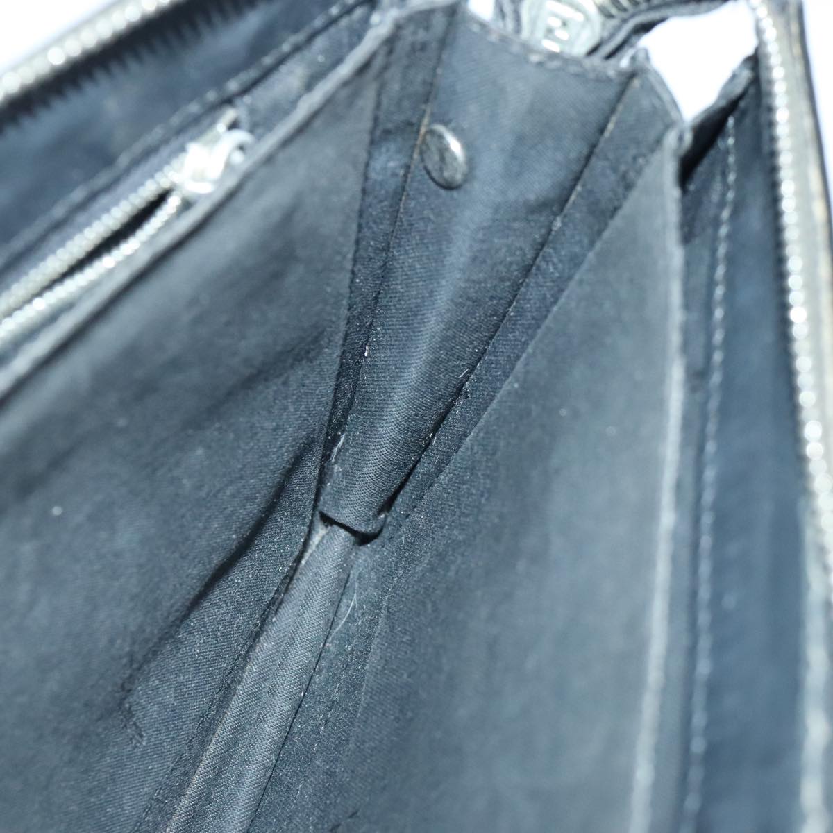 FENDI Clutch Bag Leather Black Silver bs18896
