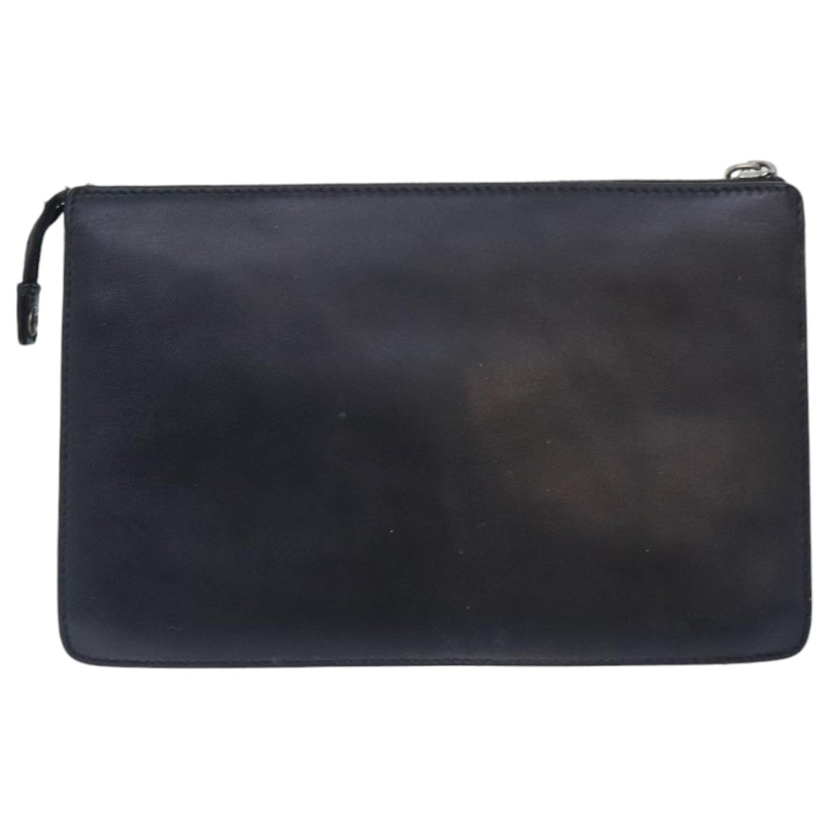 FENDI Clutch Bag Leather Black Silver bs18896