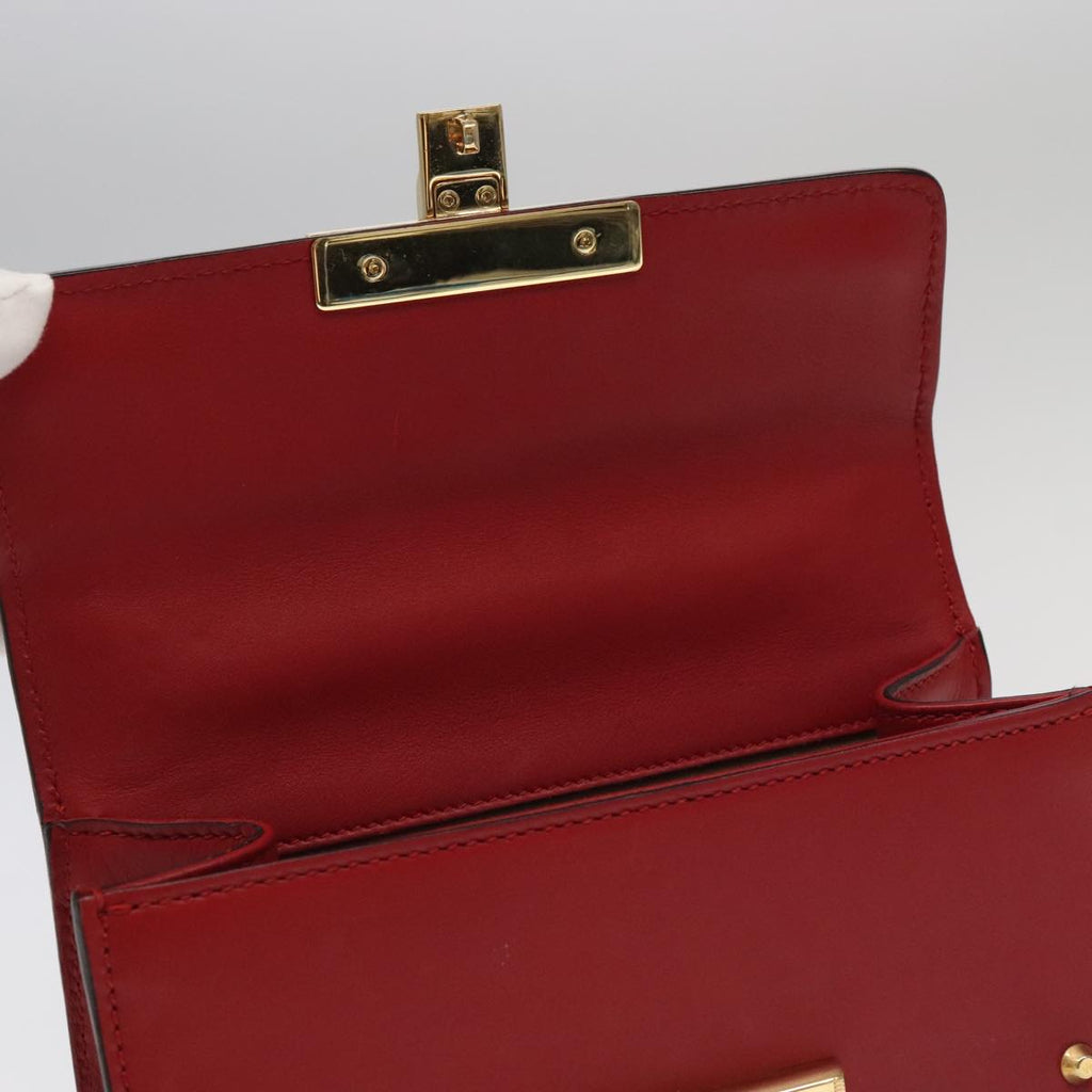 GUCCI Padlock Chain Shoulder Bag Leather Red Gold 432182 bs18902A