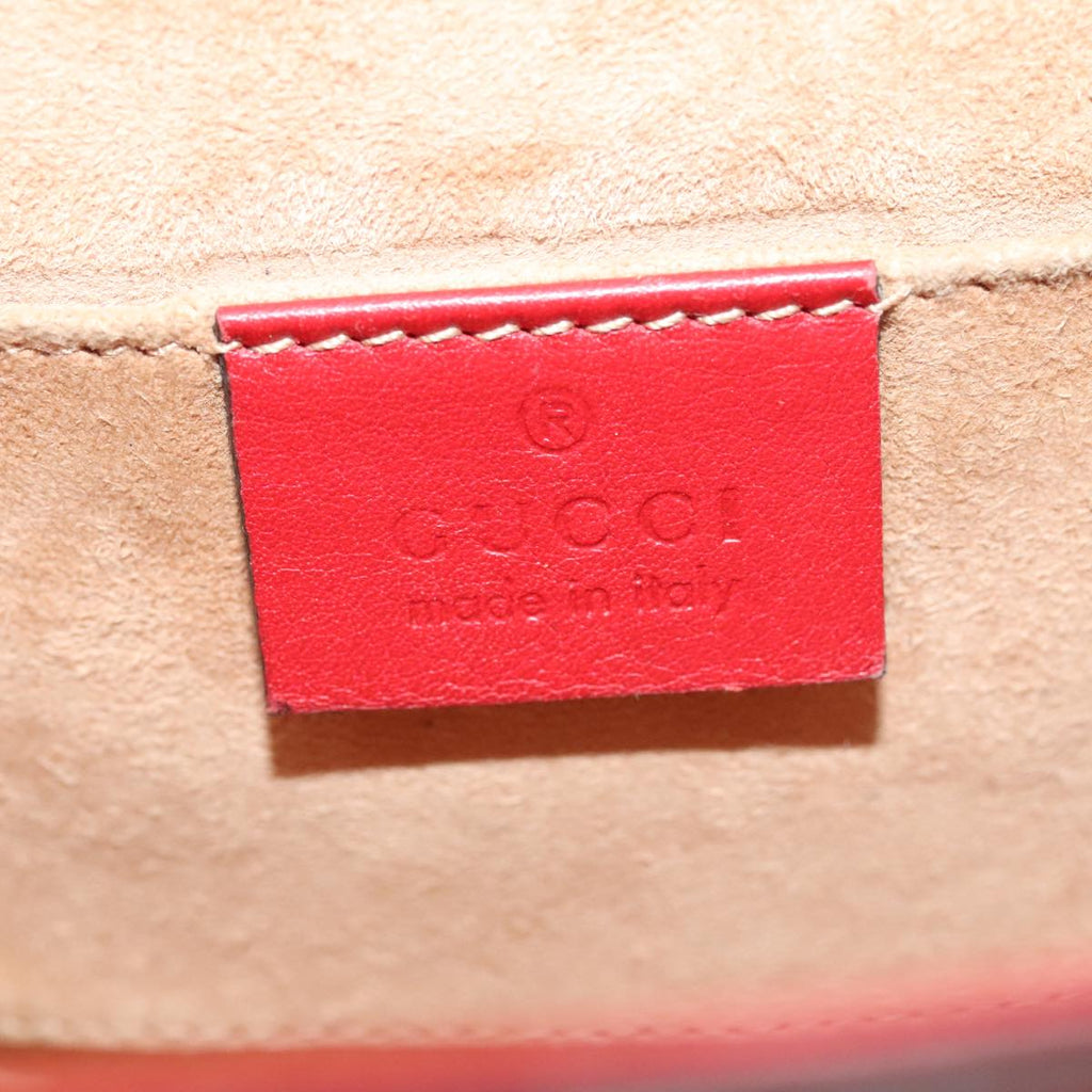 GUCCI Padlock Chain Shoulder Bag Leather Red Gold 432182 bs18902A