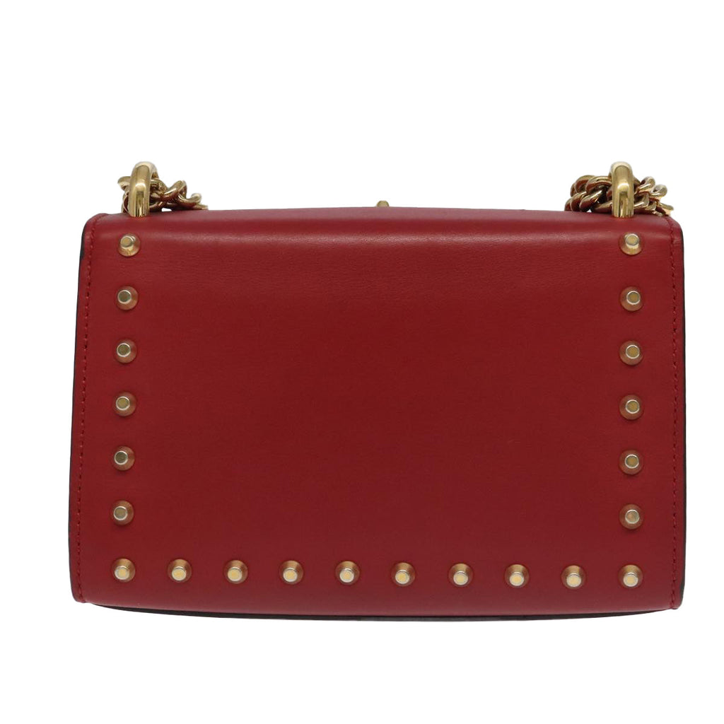 GUCCI Padlock Chain Shoulder Bag Leather Red Gold 432182 bs18902A