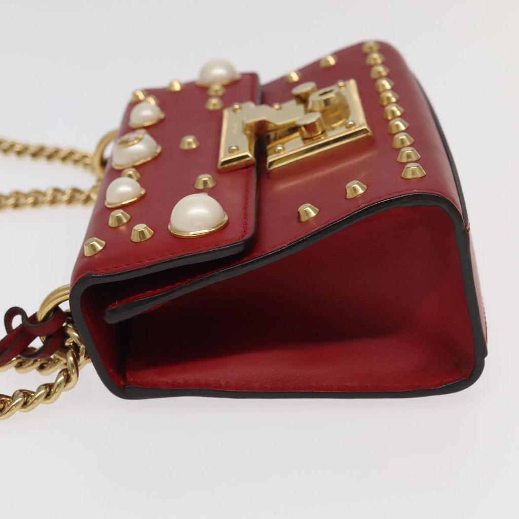 GUCCI Padlock Chain Shoulder Bag Leather Red Gold 432182 bs18902A