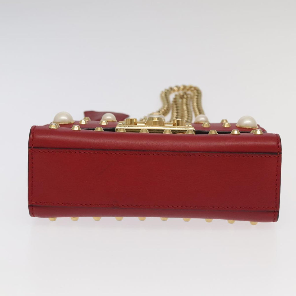 GUCCI Padlock Chain Shoulder Bag Leather Red Gold 432182 bs18902A