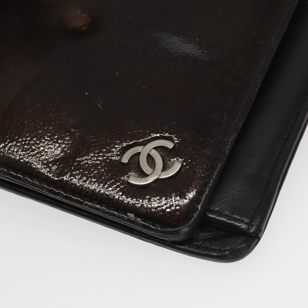 CHANEL Wallet Leather 3Set Black Beige CC bs18941