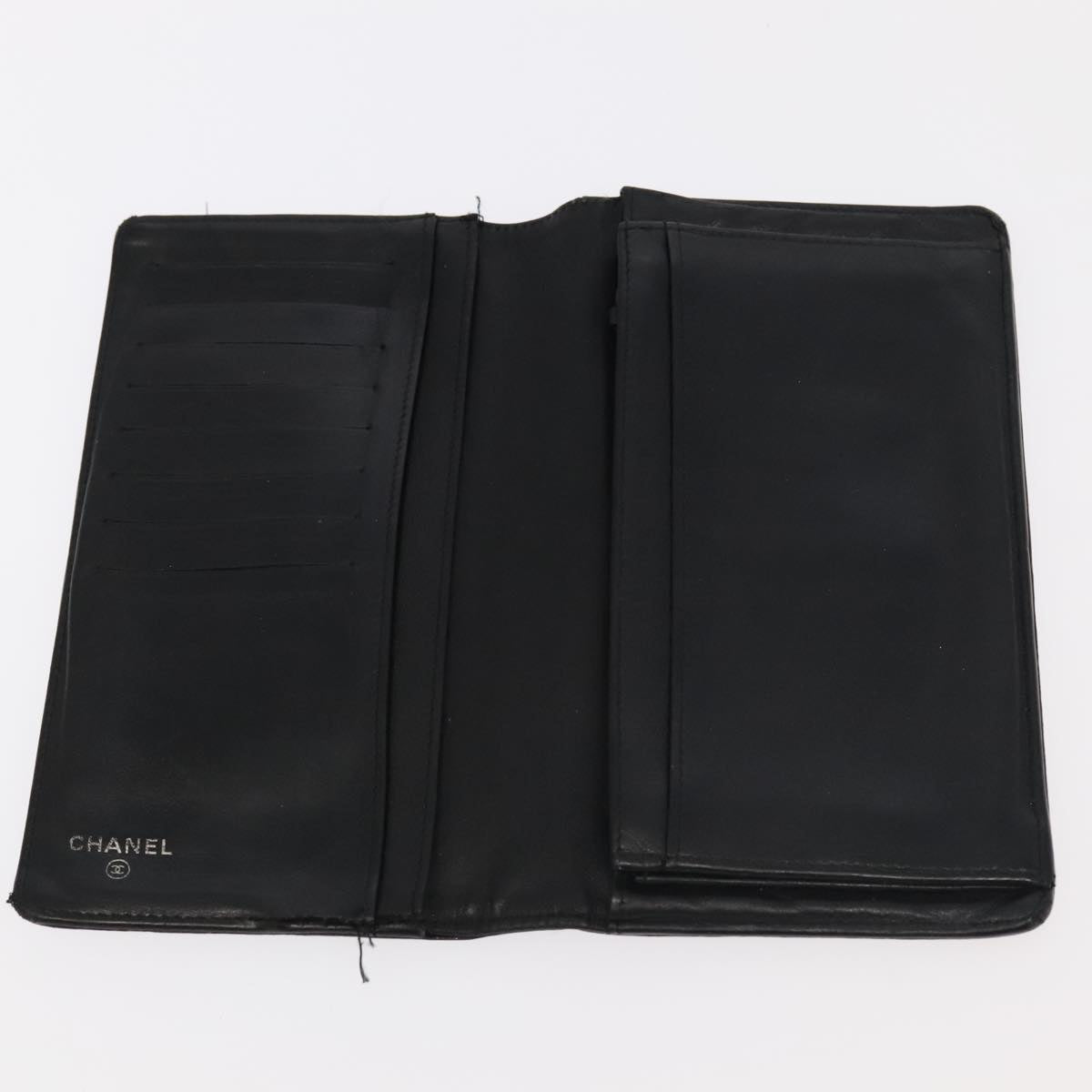 CHANEL Wallet Leather 3Set Black Beige CC bs18941