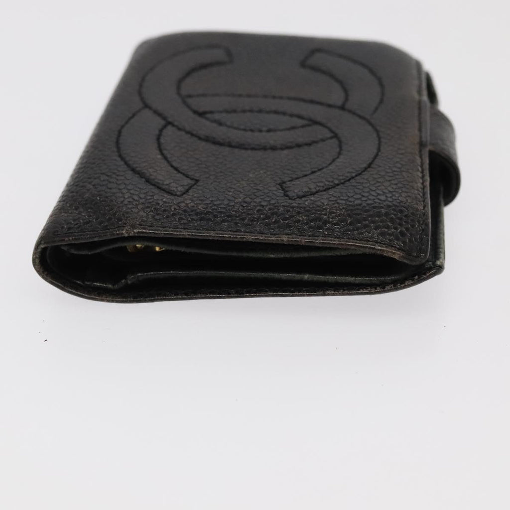CHANEL Wallet Leather 3Set Black Beige CC bs18941