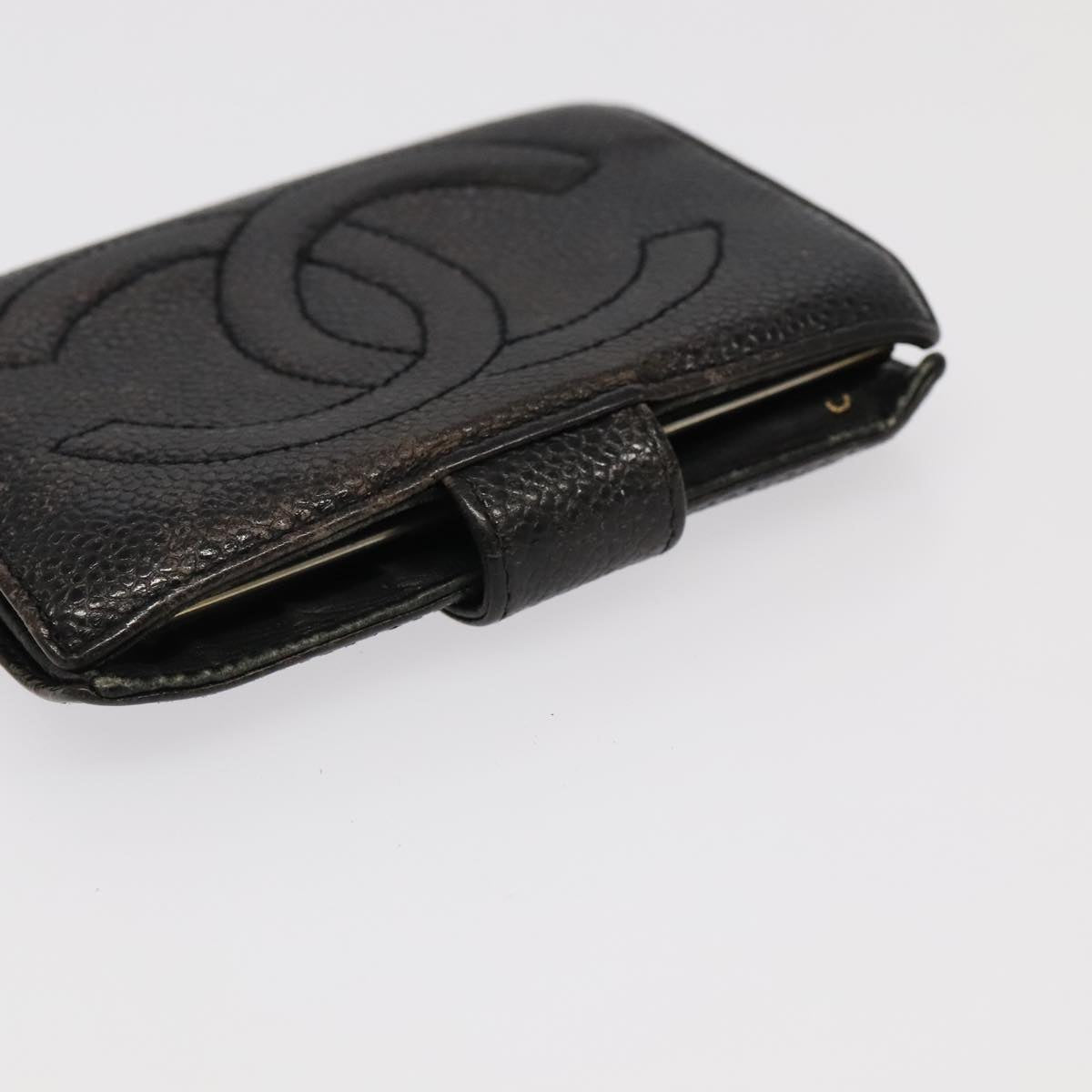 CHANEL Wallet Leather 3Set Black Beige CC bs18941