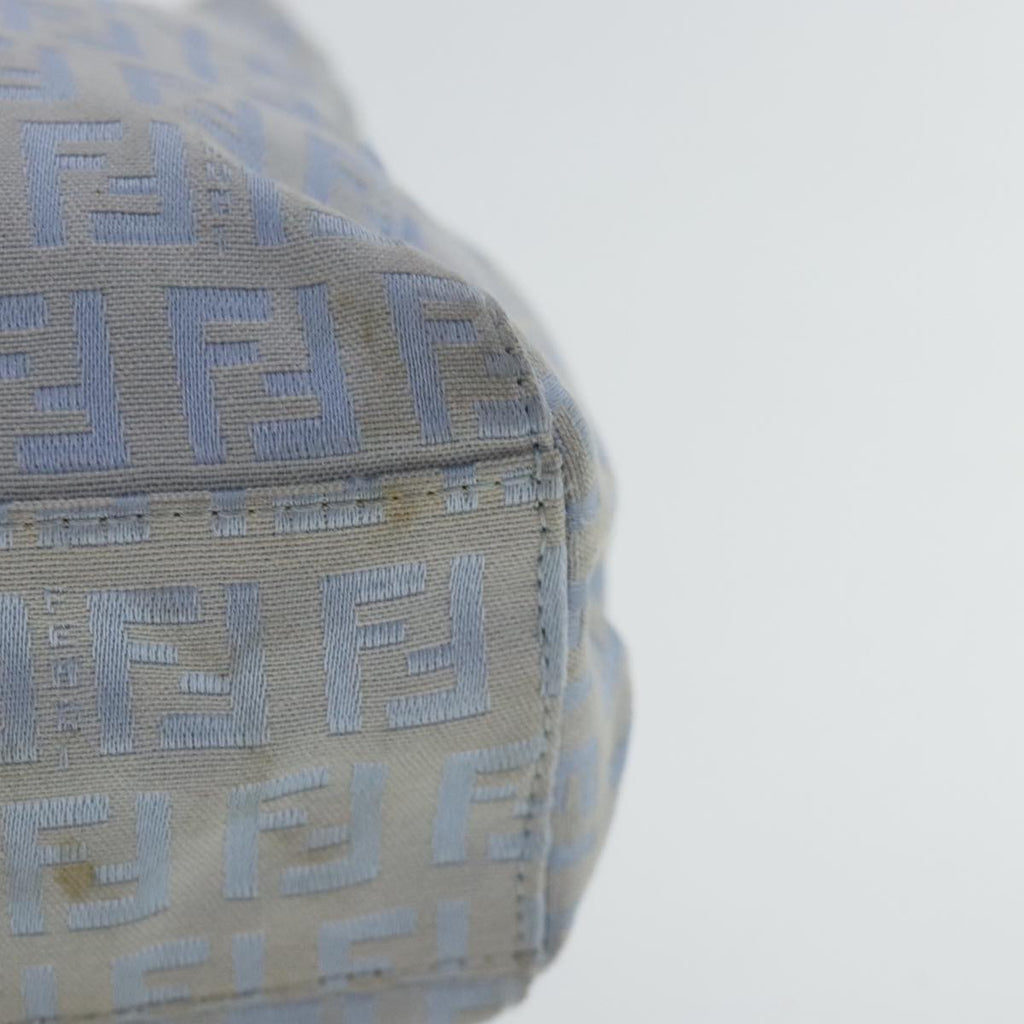 FENDI Zucchino Canvas Hand Bag Light Blue Silver bs19020