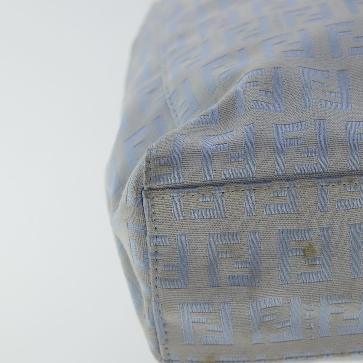 FENDI Zucchino Canvas Hand Bag Light Blue Silver bs19020