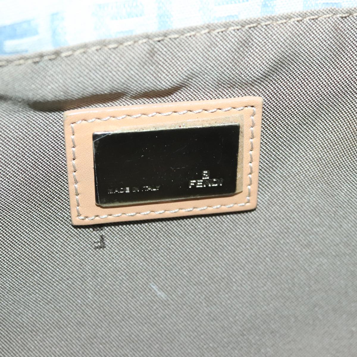 FENDI Zucchino Canvas Hand Bag Light Blue Silver bs19020