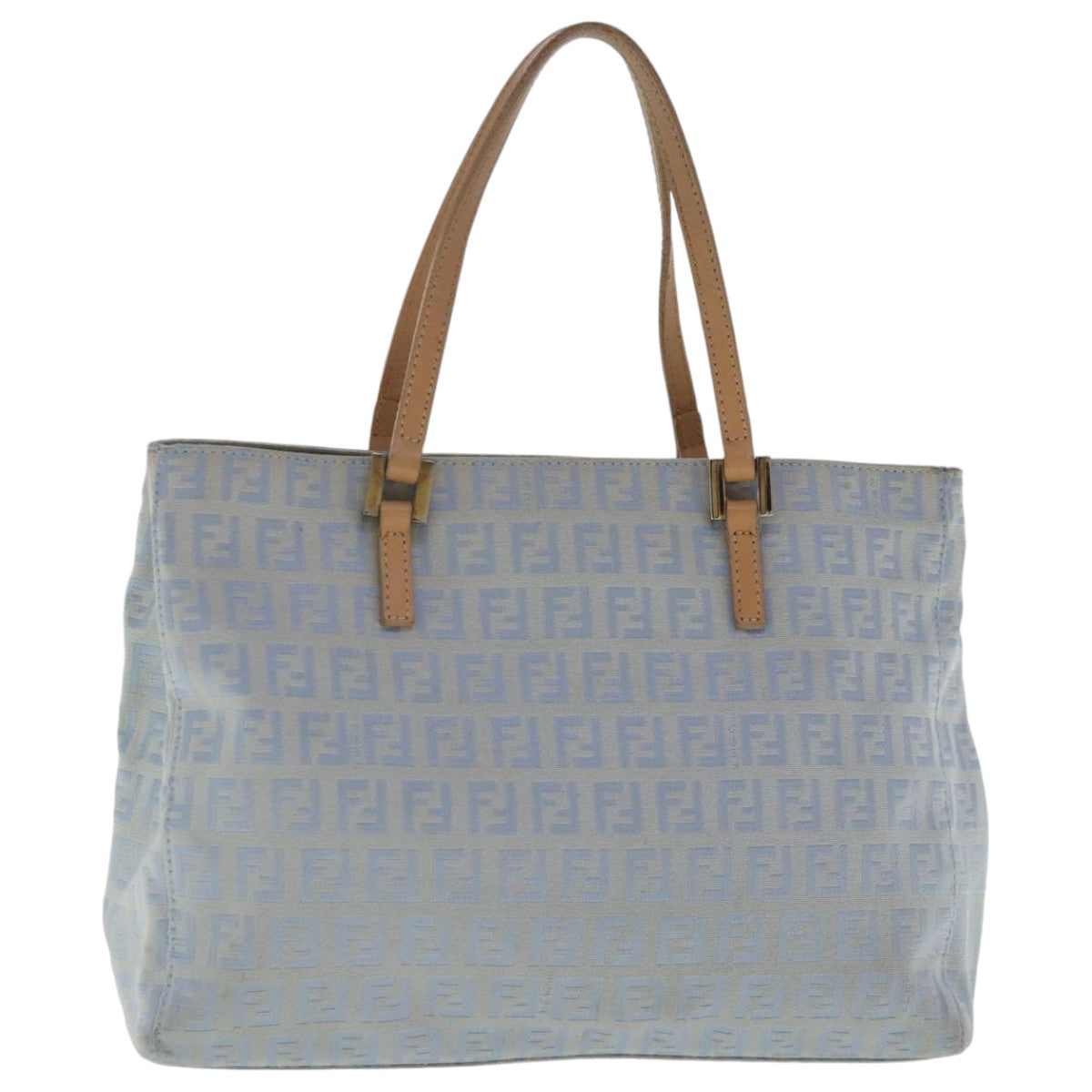 FENDI Zucchino Canvas Hand Bag Light Blue Silver bs19020