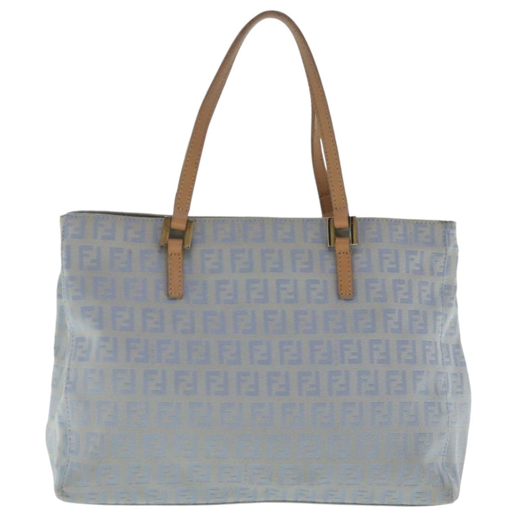 FENDI Zucchino Canvas Hand Bag Light Blue Silver bs19020
