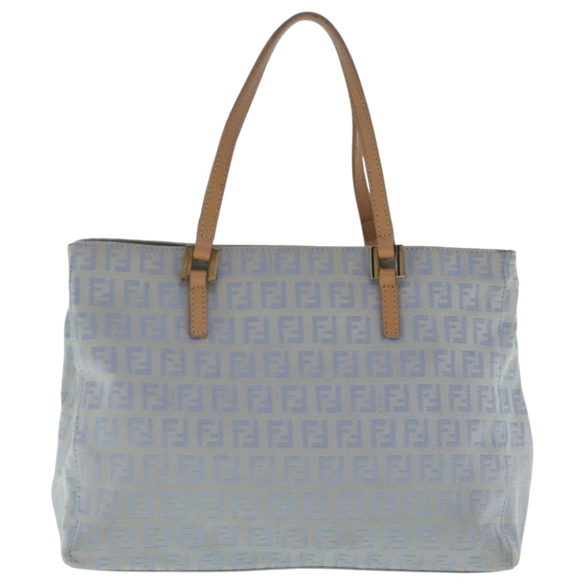 FENDI Zucchino Canvas Hand Bag Light Blue Silver bs19020