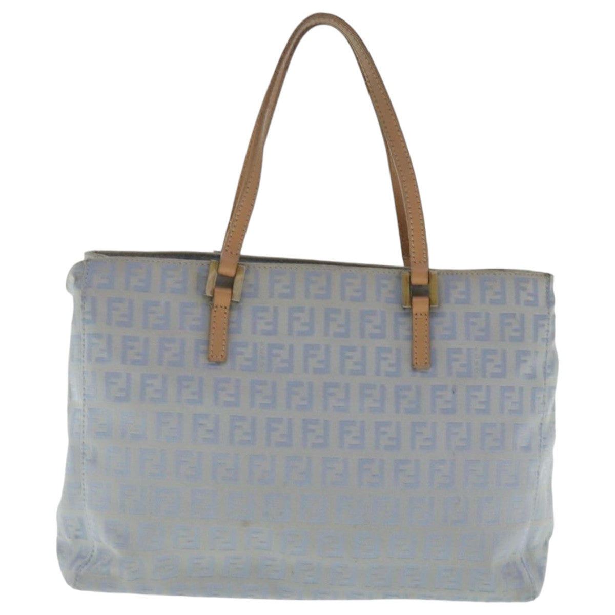 FENDI Zucchino Canvas Hand Bag Light Blue Silver bs19020