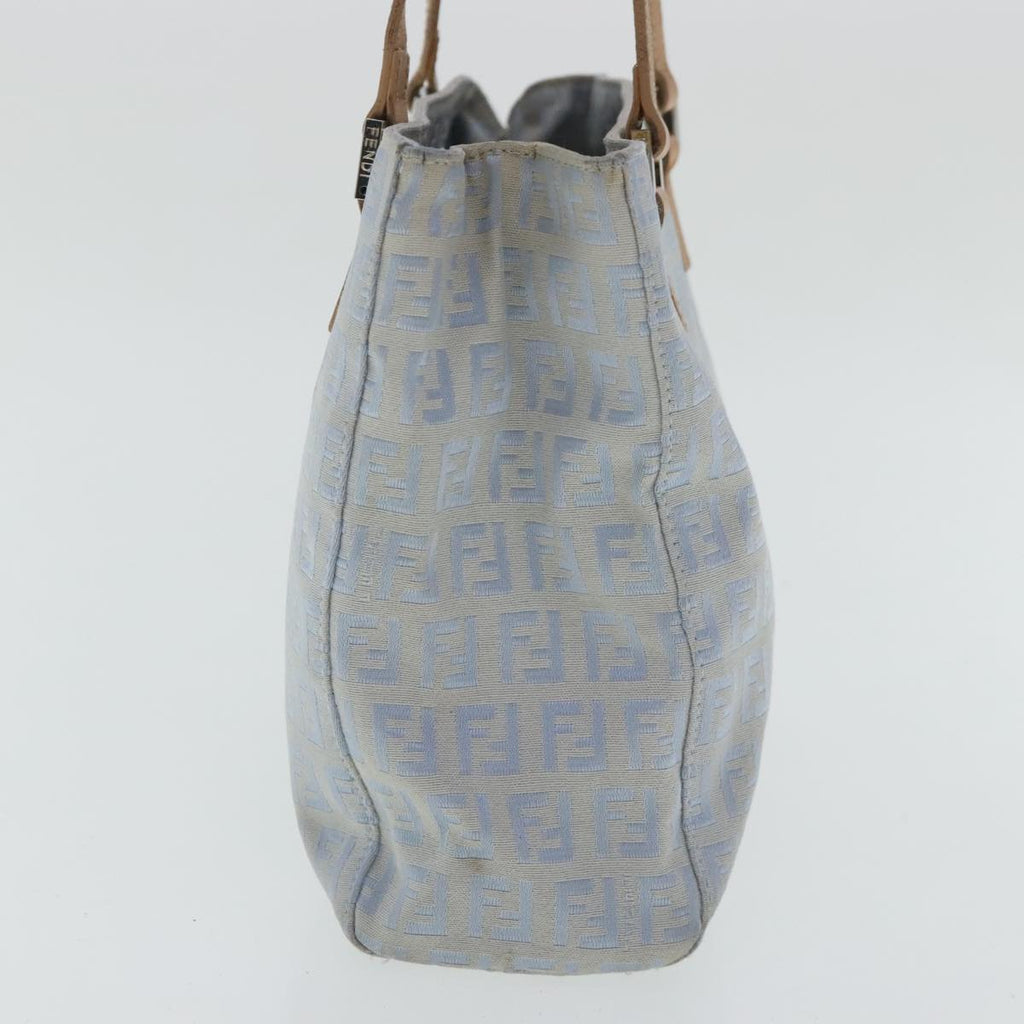 FENDI Zucchino Canvas Hand Bag Light Blue Silver bs19020