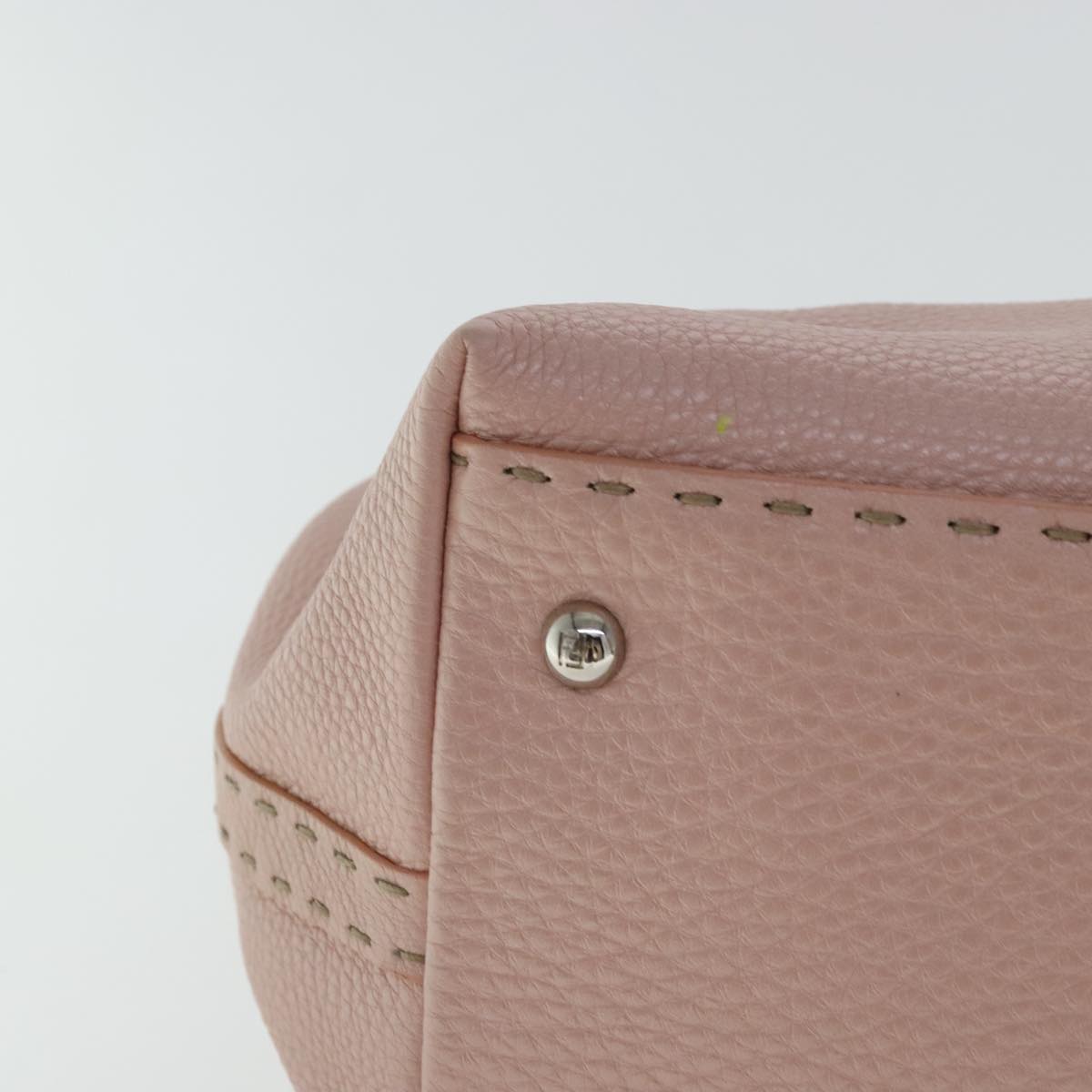 FENDI Celeria Hand Bag Leather Pink Silver bs19021