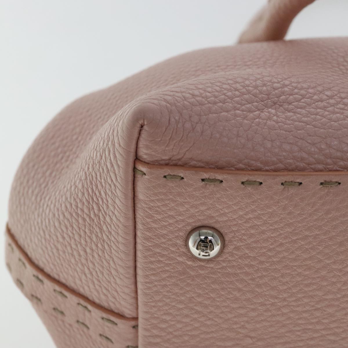FENDI Celeria Hand Bag Leather Pink Silver bs19021