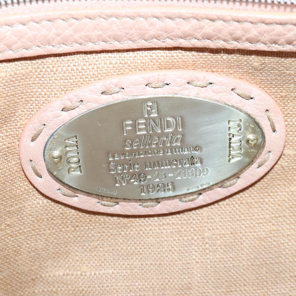 FENDI Celeria Hand Bag Leather Pink Silver bs19021