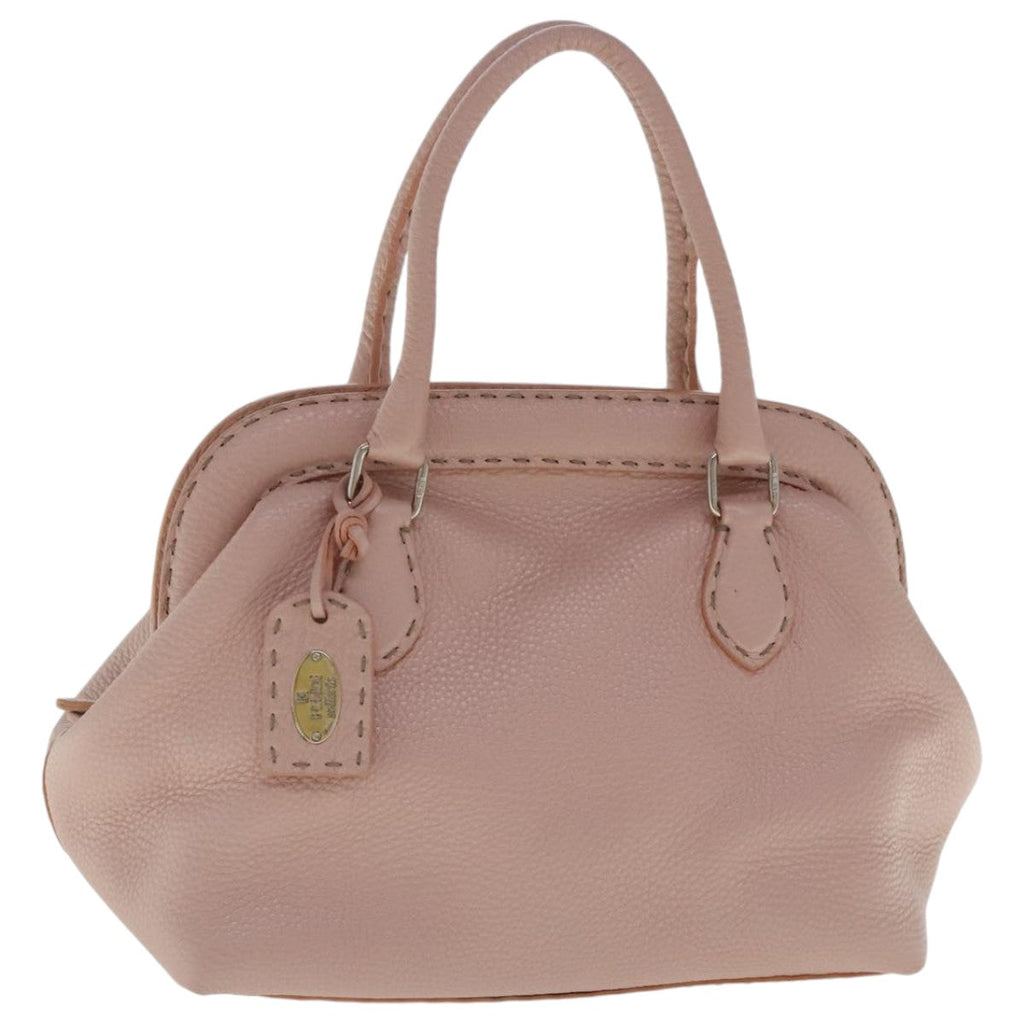 FENDI Celeria Hand Bag Leather Pink Silver bs19021