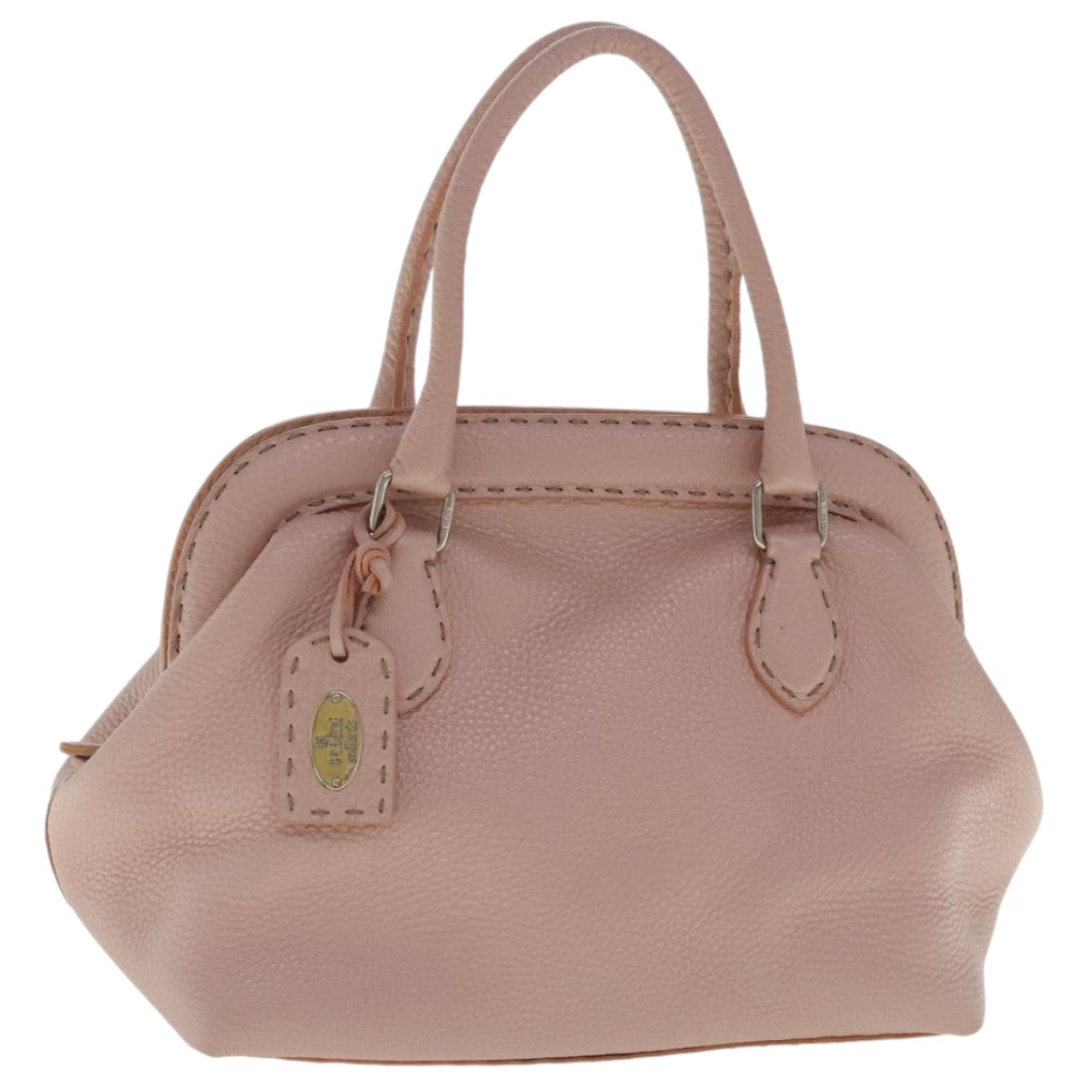 FENDI Celeria Hand Bag Leather Pink Silver bs19021