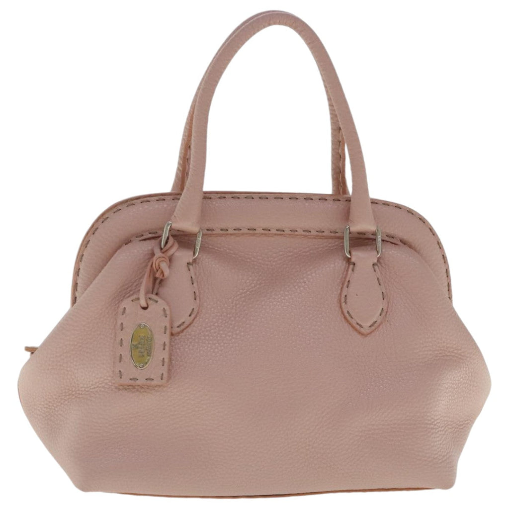 FENDI Celeria Hand Bag Leather Pink Silver bs19021