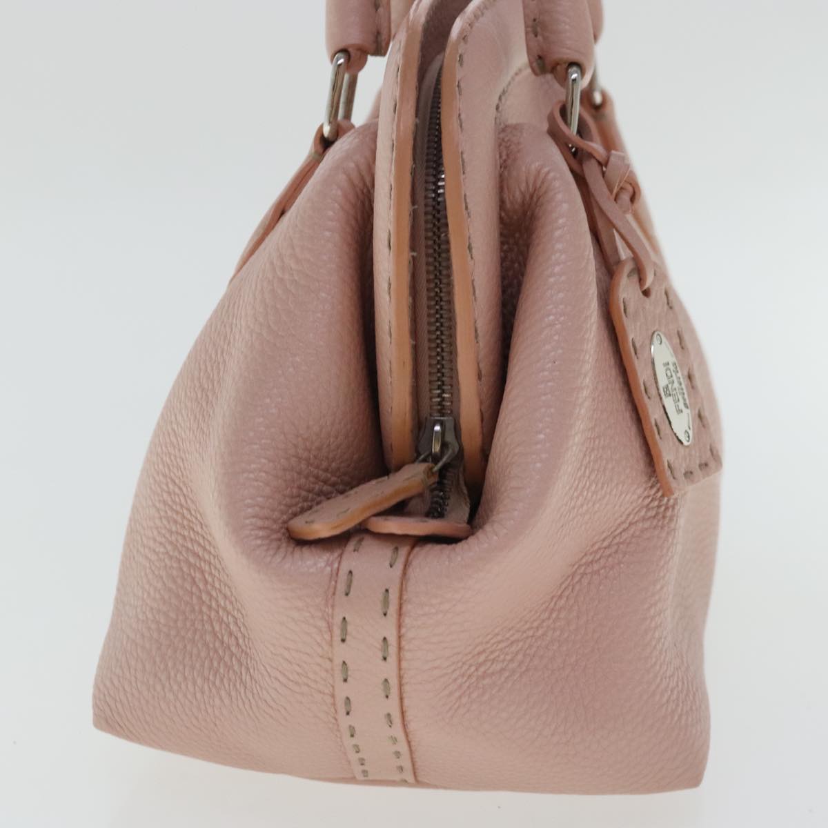 FENDI Celeria Hand Bag Leather Pink Silver bs19021