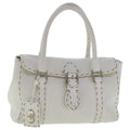 FENDI Celeria Hand Bag Leather White Silver bs19022