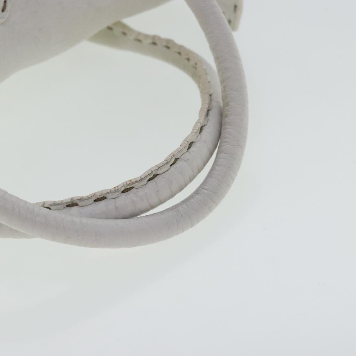 FENDI Celeria Hand Bag Leather White Silver bs19022