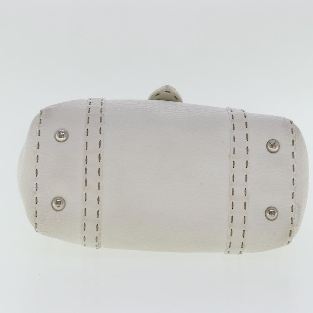 FENDI Celeria Hand Bag Leather White Silver bs19022