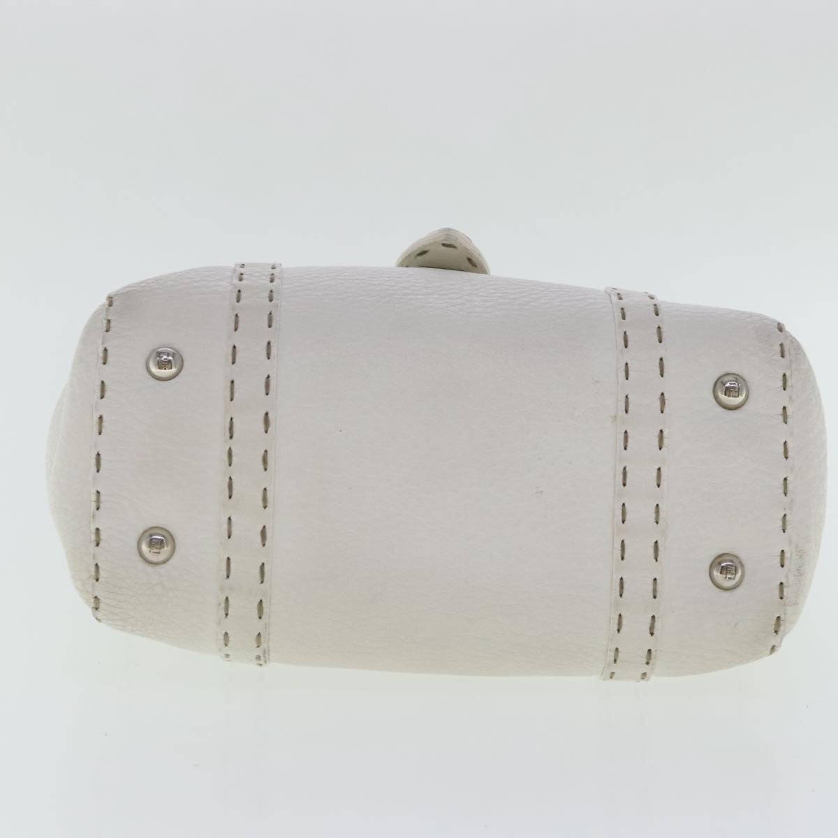 FENDI Celeria Hand Bag Leather White Silver bs19022