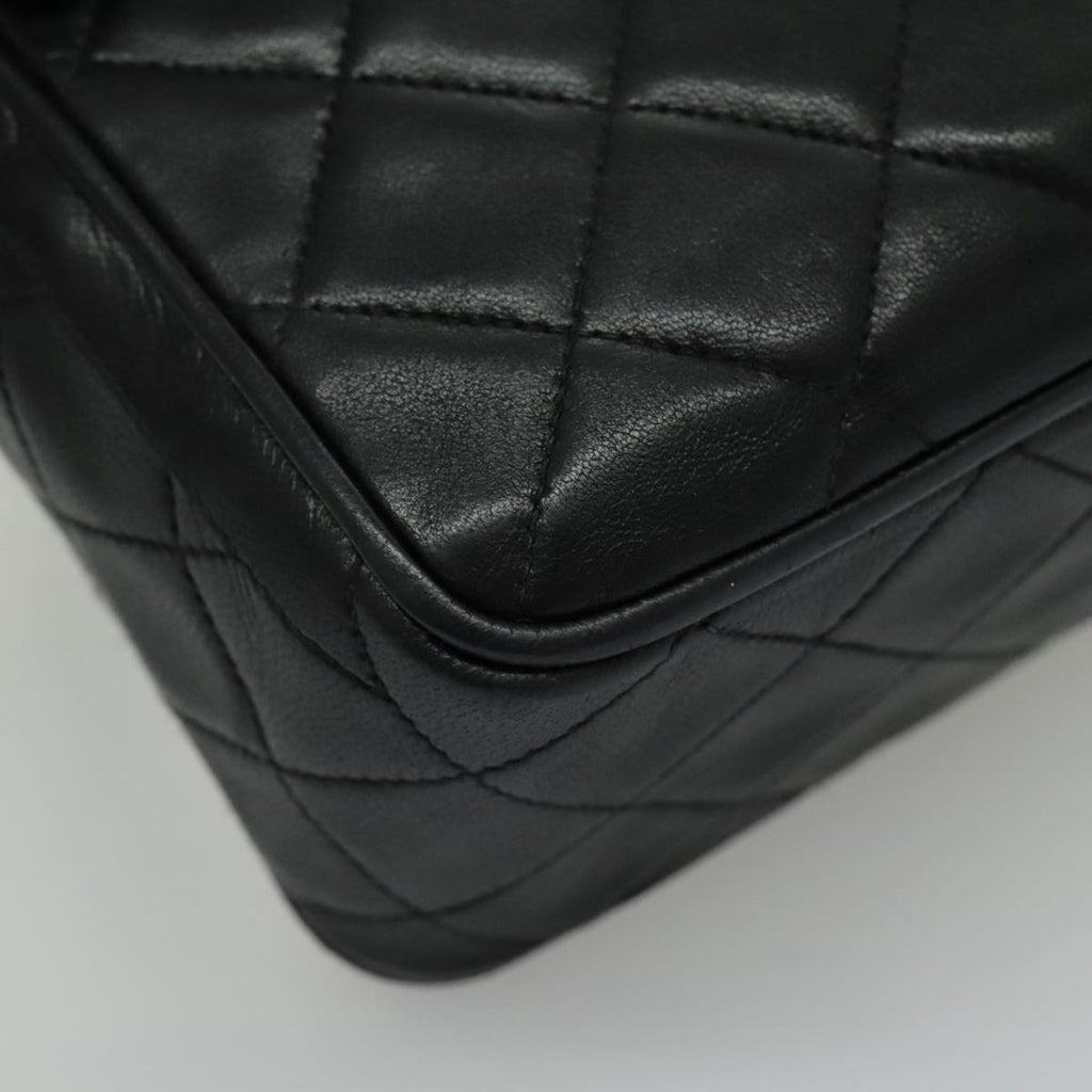 CHANEL Matelasse Shoulder Bag Lamb Skin Black Gold CC bs19046