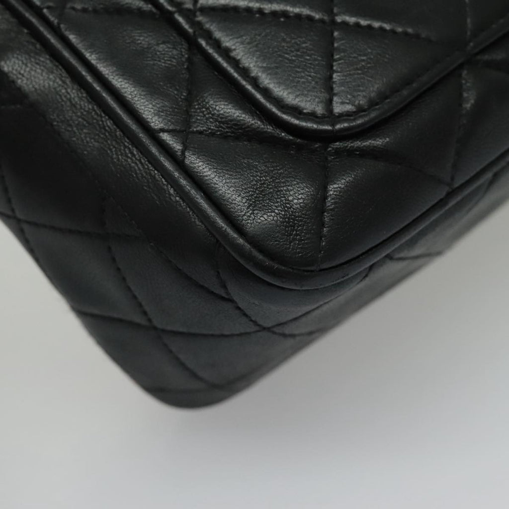 CHANEL Matelasse Shoulder Bag Lamb Skin Black Gold CC bs19046