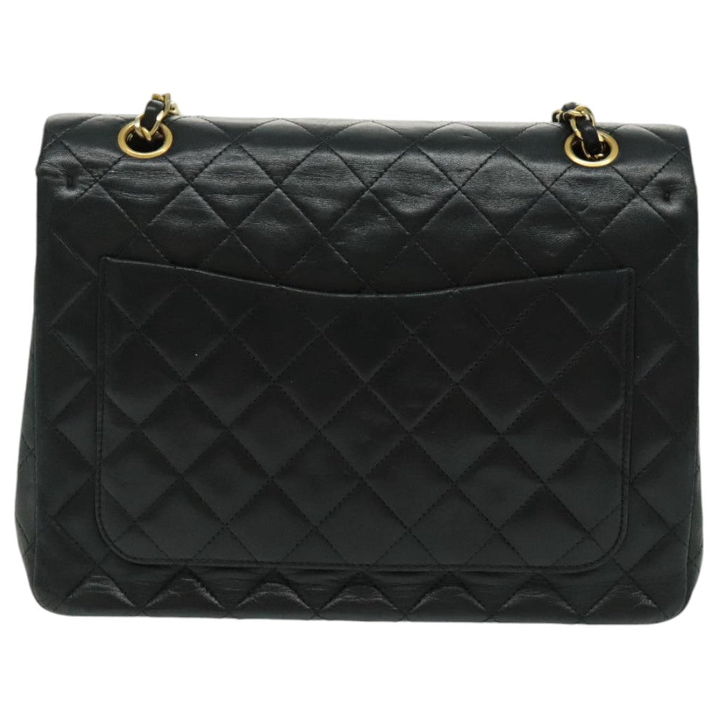 CHANEL Matrasse Chain Shoulder Bag Lamb Skin Black Gold CC bs19047A