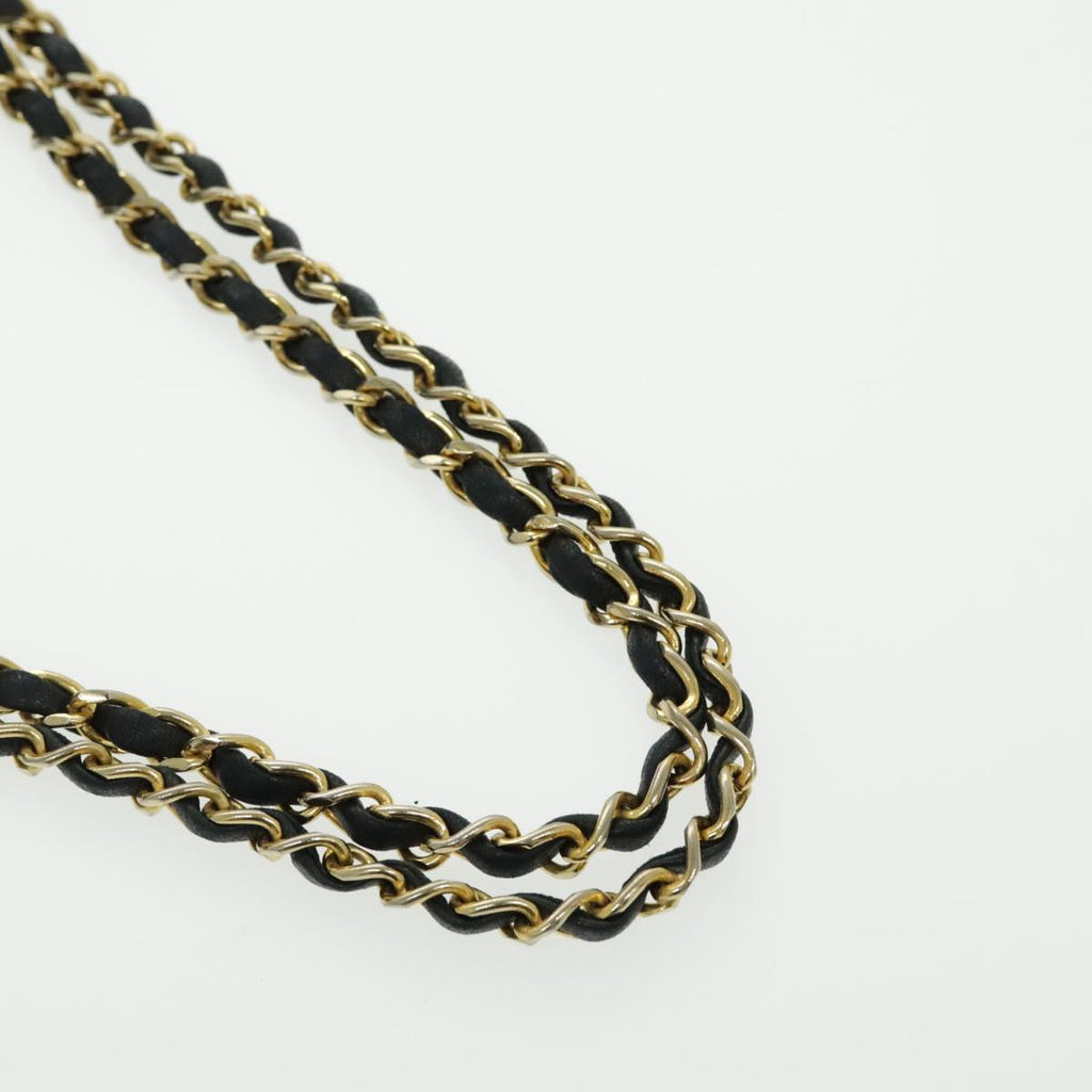 CHANEL Matrasse Chain Shoulder Bag Lamb Skin Black Gold CC bs19047A