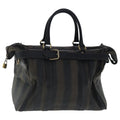FENDI Pecan Canvas Boston Bag Brown Black gold bs19073