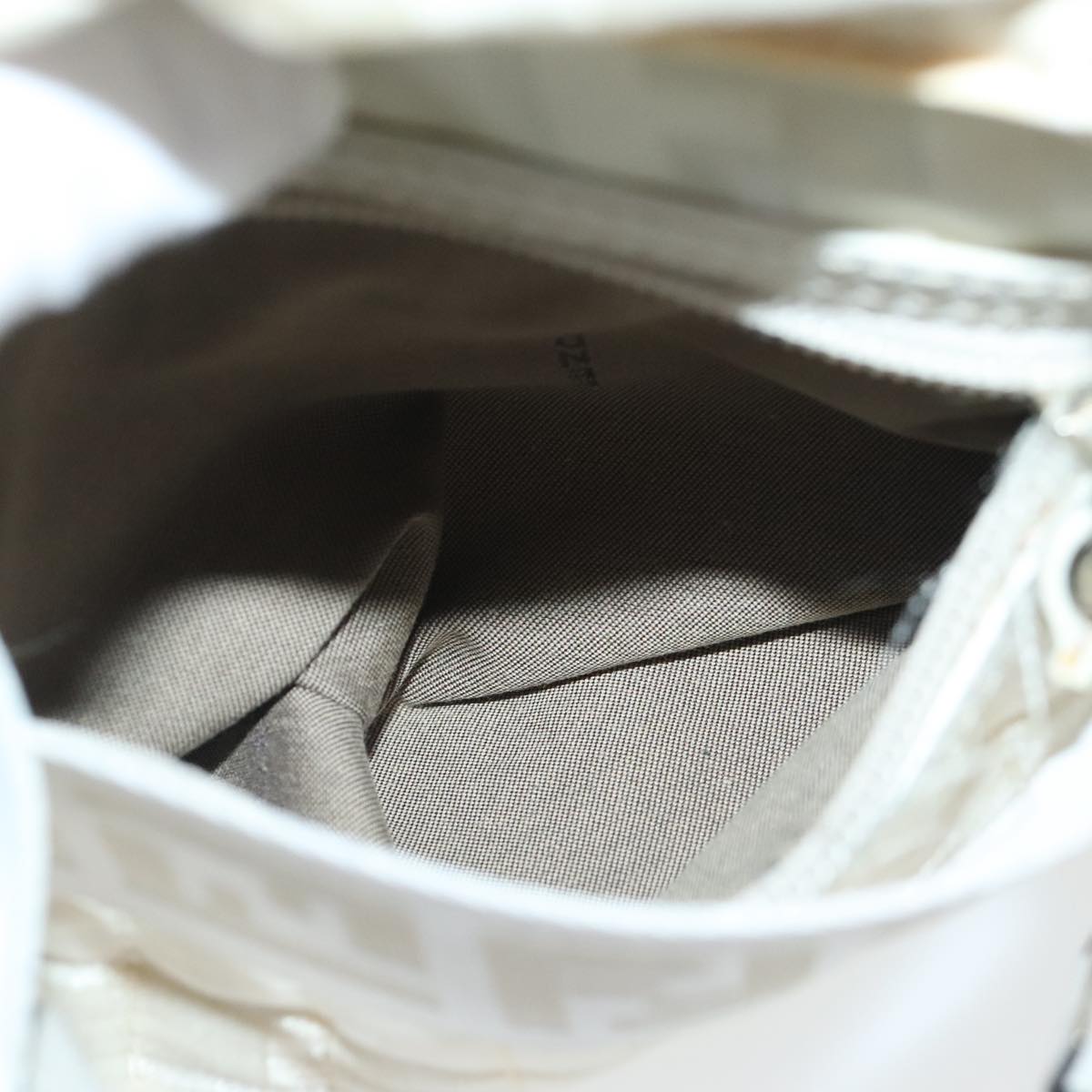 FENDI Zucca Canvas Hand Bag Silver White bs19074