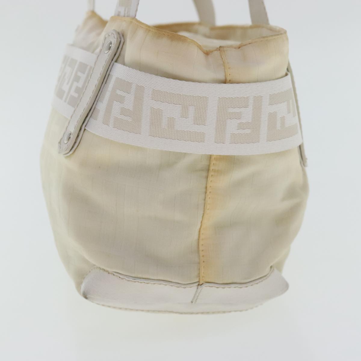 FENDI Zucca Canvas Hand Bag Silver White bs19074