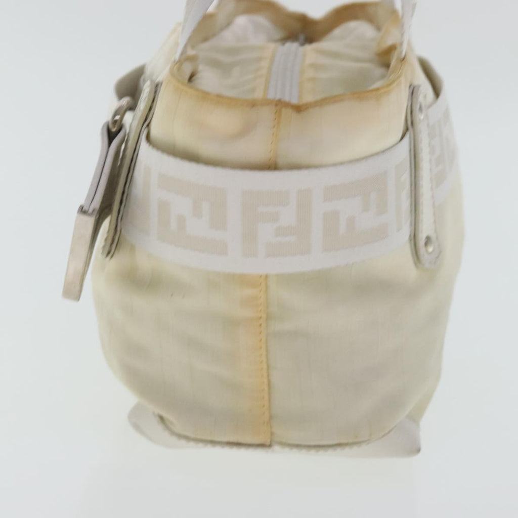 FENDI Zucca Canvas Hand Bag Silver White bs19074