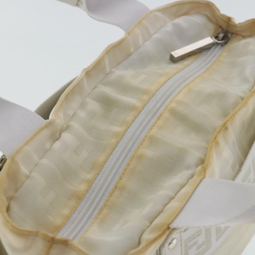FENDI Zucca Canvas Hand Bag Silver White bs19074