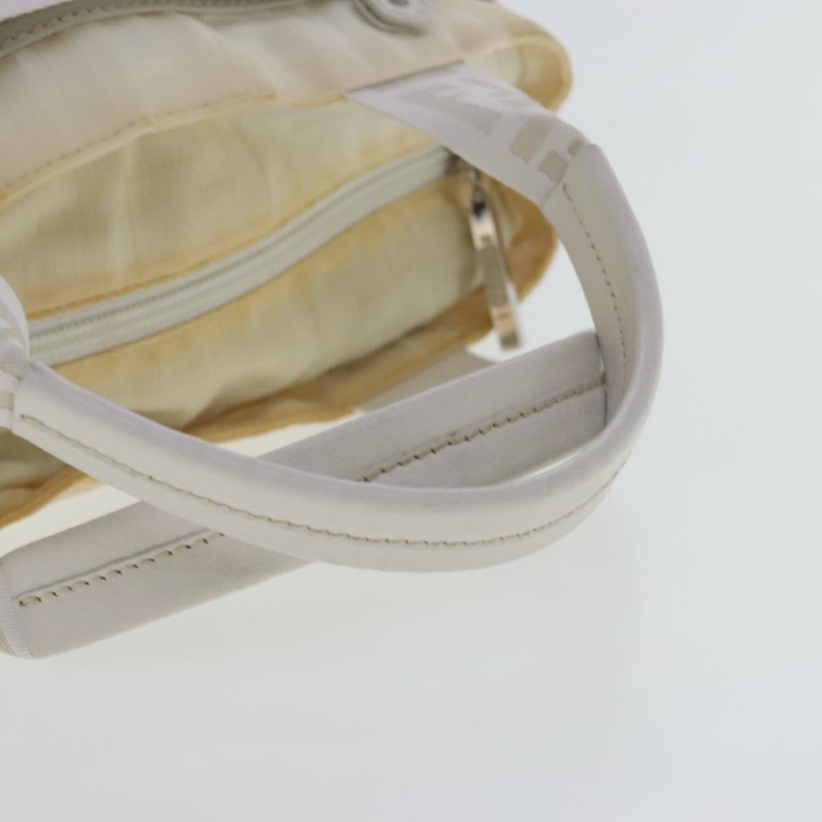 FENDI Zucca Canvas Hand Bag Silver White bs19074