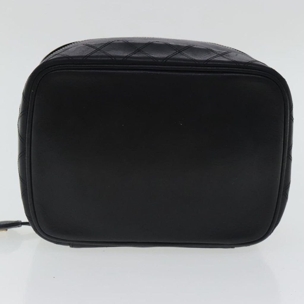CHANEL Bicolore Vanity Cosmetic Pouch Leather Black Gold CC bs19077
