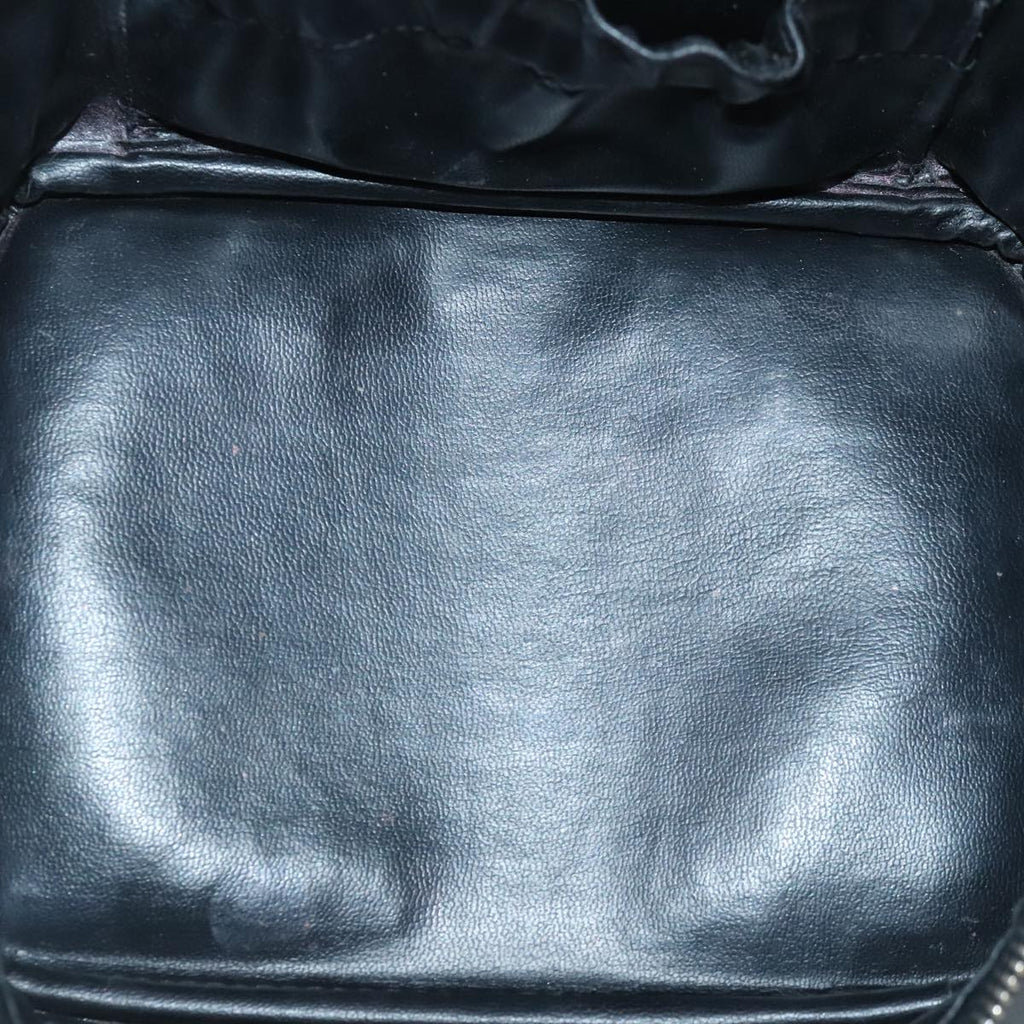 CHANEL Bicolore Vanity Cosmetic Pouch Leather Black Gold CC bs19077