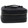CHANEL Bicolore Vanity Cosmetic Pouch Leather Black Gold CC bs19077