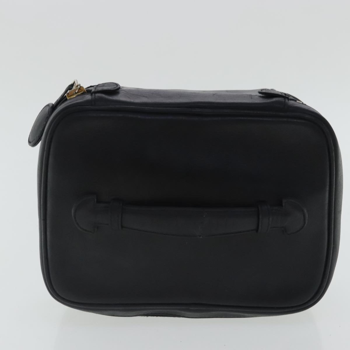 CHANEL Bicolore Vanity Cosmetic Pouch Leather Black Gold CC bs19077